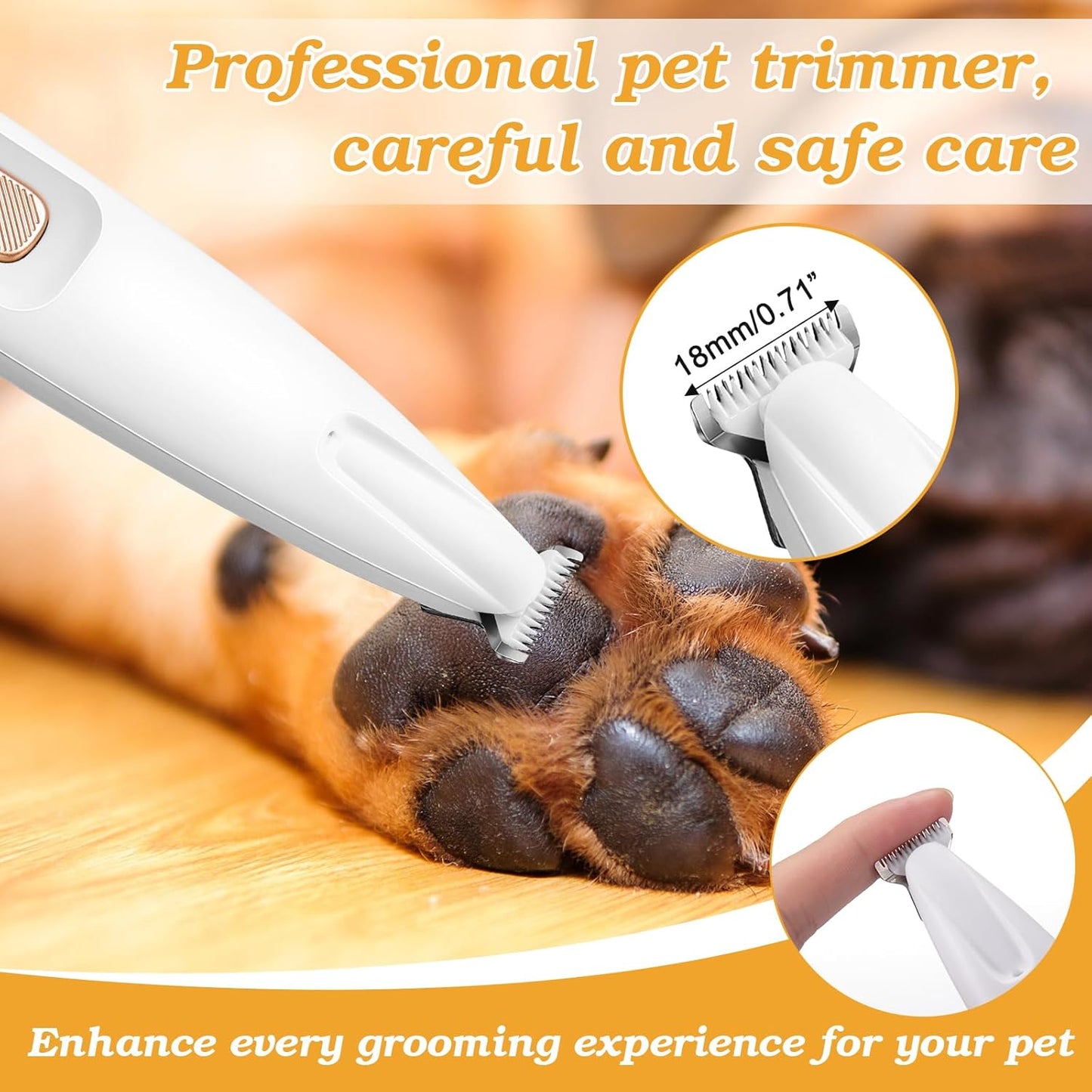 Waterproof Rechargeable Pet Shaver with LED Light